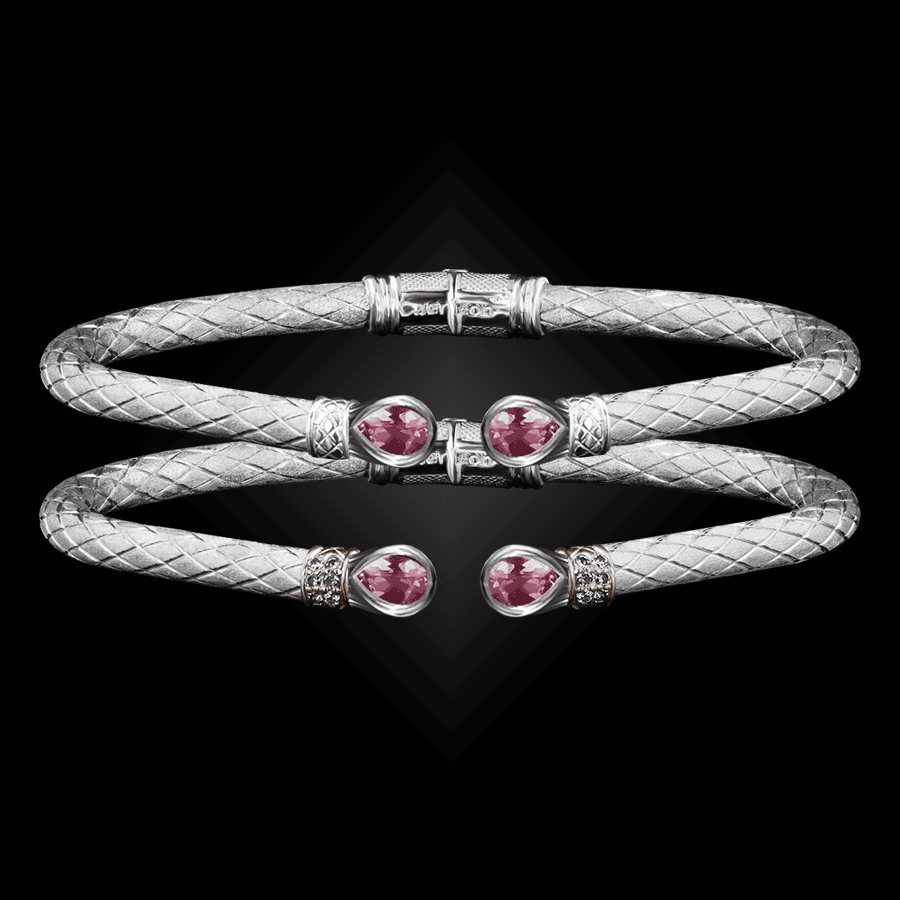 208 Lab Created Pink Sapphire Caerleon two Belle Forme Cuff Bracelet