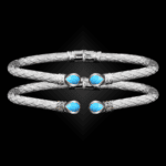 208 Reconstituted Turquoise Caerleon two Belle Forme Cuff Bracelet