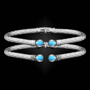 208 Reconstituted Turquoise Caerleon two Belle Forme Cuff Bracelet