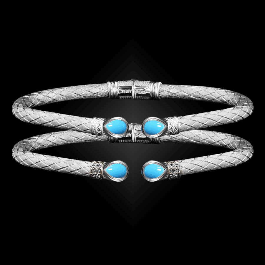 208 Reconstituted Turquoise Caerleon two Belle Forme Cuff Bracelet