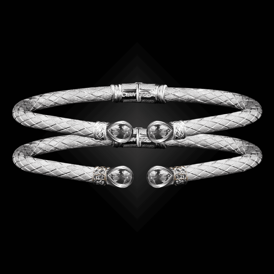 208 White Topaz Caerleon two Belle Forme Cuff Bracelet