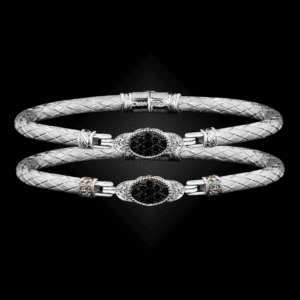 301 Black & White Diamond Caerleon two Elegante Bangle Bracelet