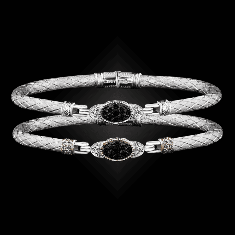 301 Black & White Diamond Caerleon two Elegante Bangle Bracelet