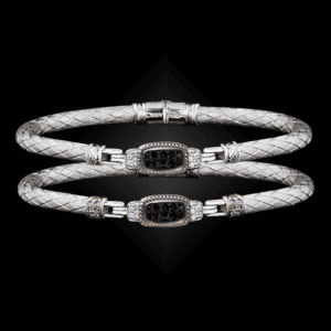 302 Black & White Diamond Caerleon two Classica Bangle Bracelet
