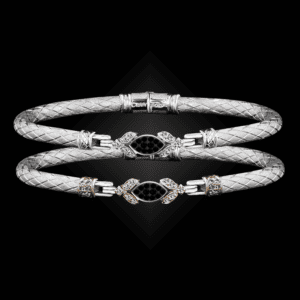 304 Black & White Diamond Caerleon two Marchesa Bangle Bracelet