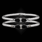 305 Black & White Diamond Caerleon two La Pera Bangle Bracelet