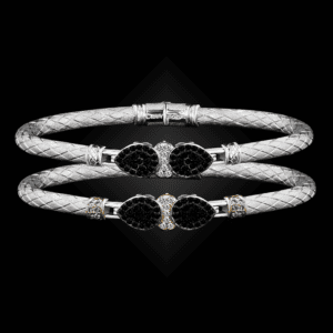 305 Black & White Diamond Caerleon two La Pera Bangle Bracelet