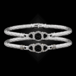 306 Black & White Diamond Caerleon two Cuscino Bangle Bracelet