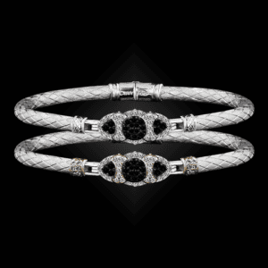 306 Black & White Diamond Caerleon two Cuscino Bangle Bracelet