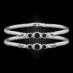 307 Black & White Diamond Caerleon two La Madre Bangle Bracelet