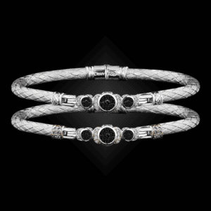 307 Black & White Diamond Caerleon two La Madre Bangle Bracelet