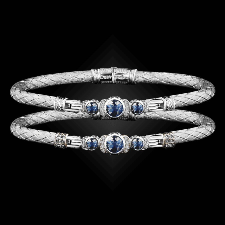 307 Blue Topaz Caerleon two La Madre Bangle Bracelet