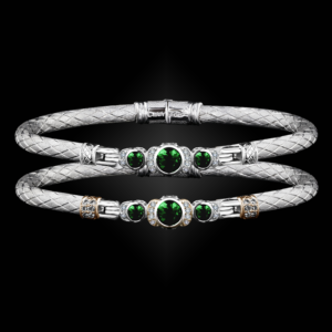 307 Lab Emerald Caerleon two La Madre Bangle Bracelet