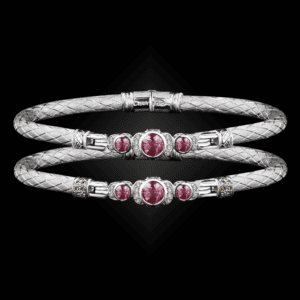 307 Lab Pink Sapphire Caerleon two La Madre Bangle Bracelet