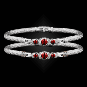 307 Lab Ruby Caerleon two La Madre Bangle Bracelet