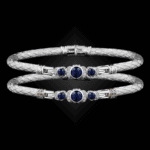 307 Lab Blue Sapphire Caerleon two La Madre Bangle Bracelet