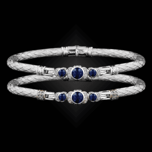 307 Lab Blue Sapphire Caerleon two La Madre Bangle Bracelet