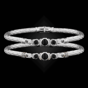 307 Onyx Black Caerleon two La Madre Bangle Bracelet