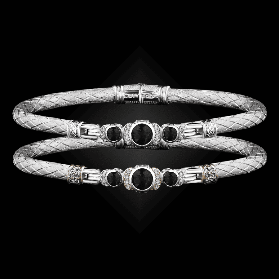 307 Onyx Black Caerleon two La Madre Bangle Bracelet