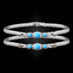 307 Recon Turquoise Caerleon two La Madre Bangle Bracelet