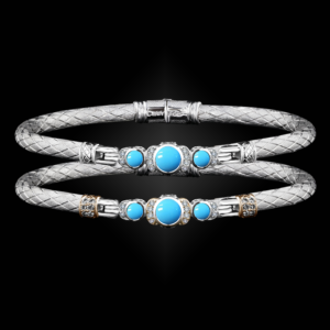 307 Recon Turquoise Caerleon two La Madre Bangle Bracelet