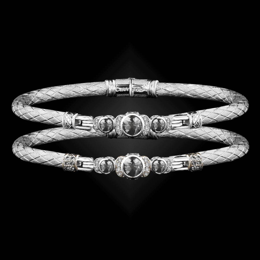 307 White Topaz Caerleon two La Madre Bangle Bracelet