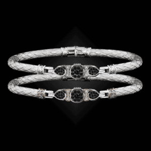 308 Black & White Diamond Caerleon two Belle Forme Bangle Bracelet