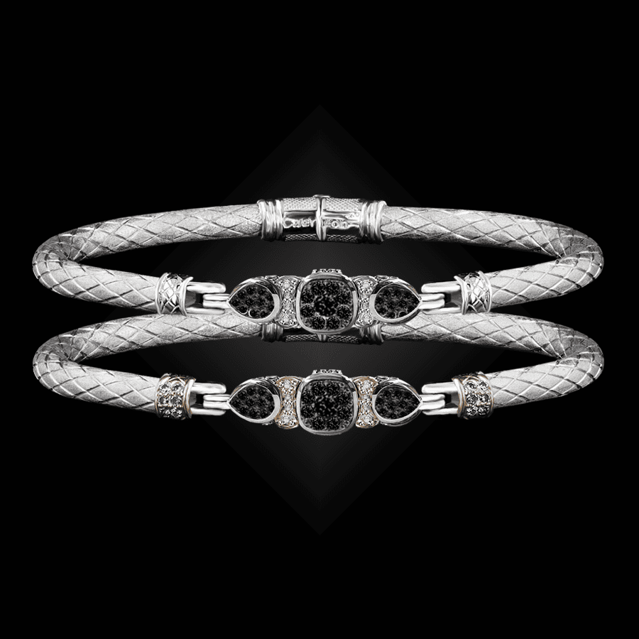 308 Black & White Diamond Caerleon two Belle Forme Bangle Bracelet
