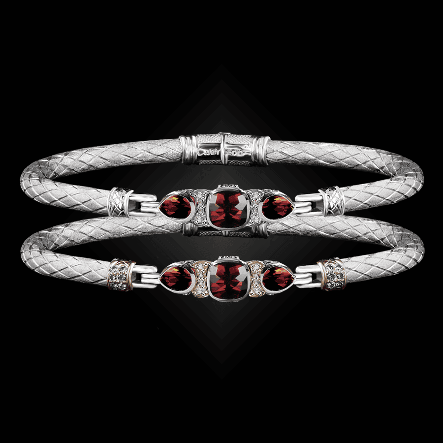 308 Garnet Caerleon two Belle Forme Bangle Bracelet