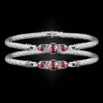 308 Lab Pink Sapphire Caerleon two Belle Forme Bangle Bracelet