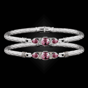 308 Lab Pink Sapphire Caerleon two Belle Forme Bangle Bracelet