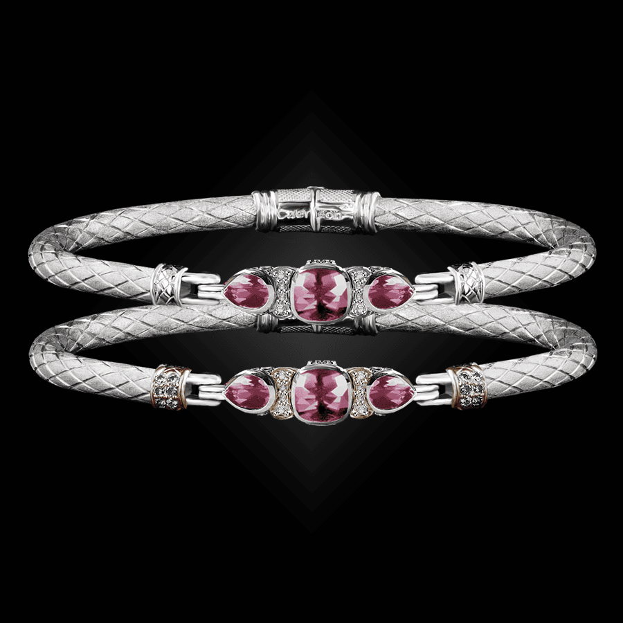 308 Lab Pink Sapphire Caerleon two Belle Forme Bangle Bracelet