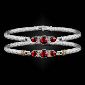 308 Lab Ruby Caerleon two Belle Forme Bangle Bracelet