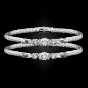 357 Solitaire Diamond Caerleon two La Madre Bangle Bracelet