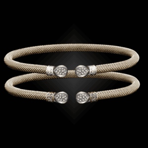208 Diamond Milanese Vermeil Belle Forme Cuff Bracelet