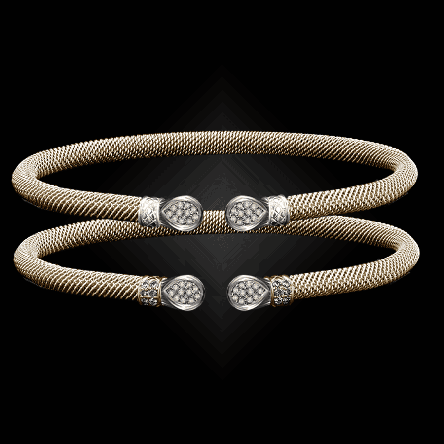 208 Diamond Milanese Vermeil Belle Forme Cuff Bracelet