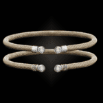 257 Solitaire Diamond Milanese Vermeil La Madre Cuff Bracelet