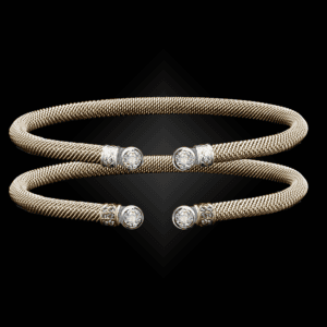 257 Solitaire Diamond Milanese Vermeil La Madre Cuff Bracelet
