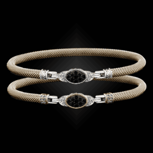 301 Black & White Diamond Milanese Vermeil Elegante Bangle Bracelet