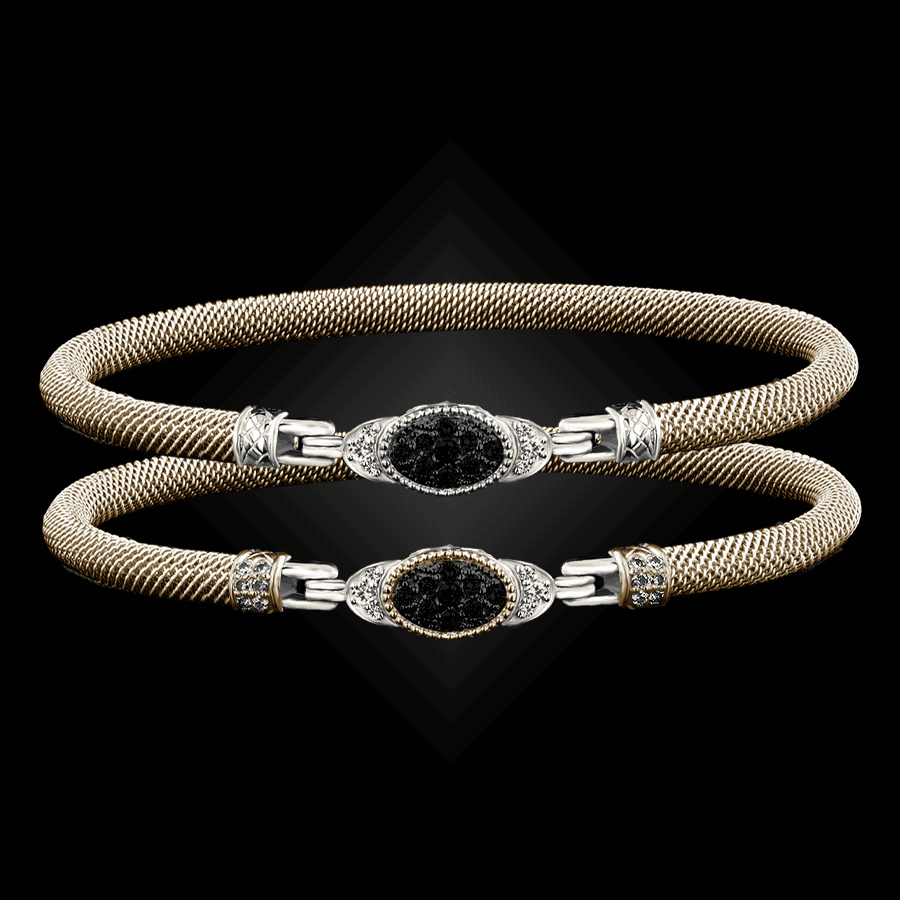 301 Black & White Diamond Milanese Vermeil Elegante Bangle Bracelet