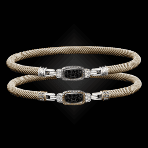 302 Black & White Diamond Milanese Vermeil Classica Bangle Bracelet