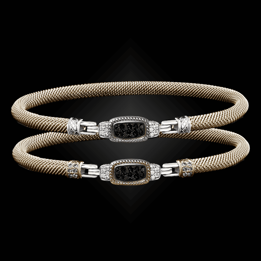 302 Black & White Diamond Milanese Vermeil Classica Bangle Bracelet