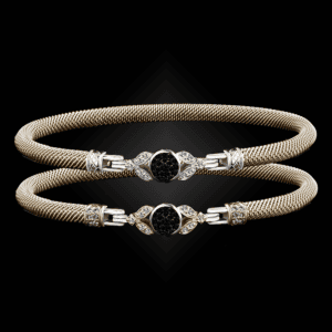 303 Black & White Diamond Milanese Vermeil Natura Bangle Bracelet
