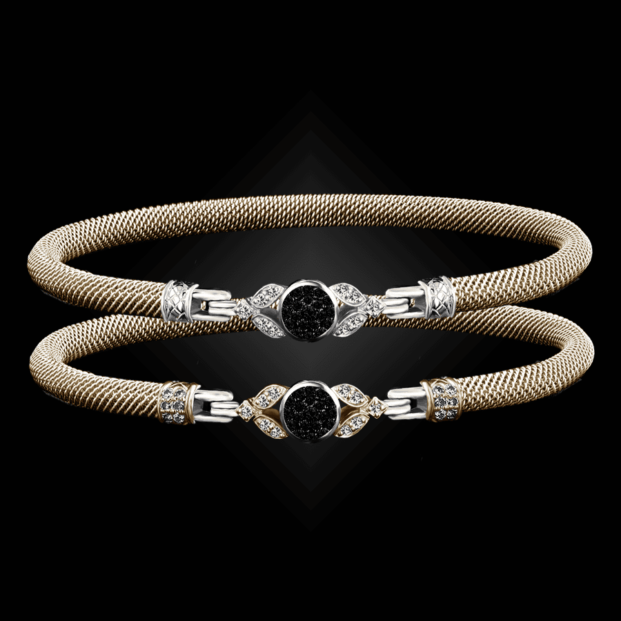 303 Black & White Diamond Milanese Vermeil Natura Bangle Bracelet