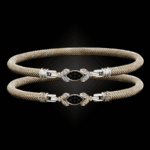 304 Black & White Diamond Milanese Vermeil Marchesa Bangle Bracelet