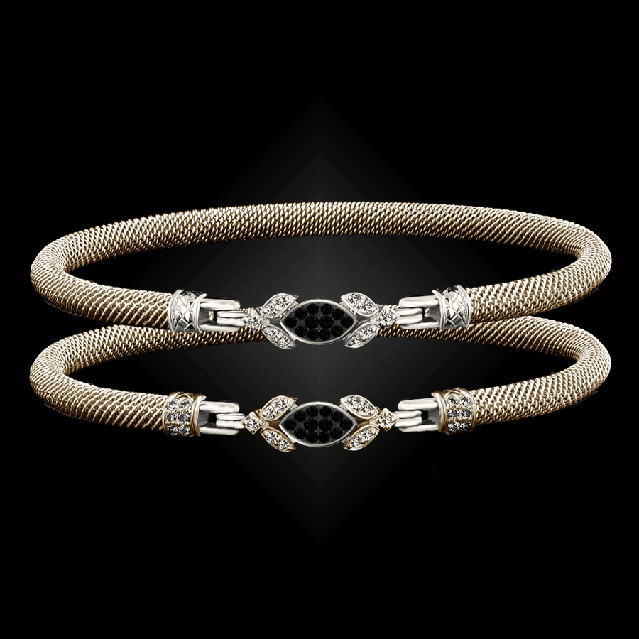 304 Black & White Diamond Milanese Vermeil Marchesa Bangle Bracelet