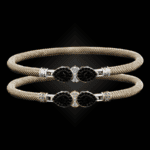 305 Black & White Diamond Milanese Vermeil La Pera Bangle Bracelet
