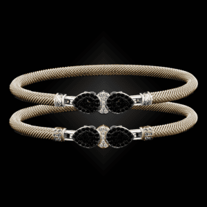 305 Black & White Diamond Milanese Vermeil La Pera Bangle Bracelet