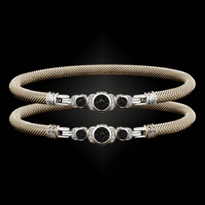 307 Black & White Diamond Milanese Vermeil La Madre Bangle Bracelet