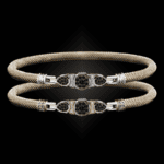 308 Black & White Diamond Milanese Vermeil Belle Forme Bangle Bracelet